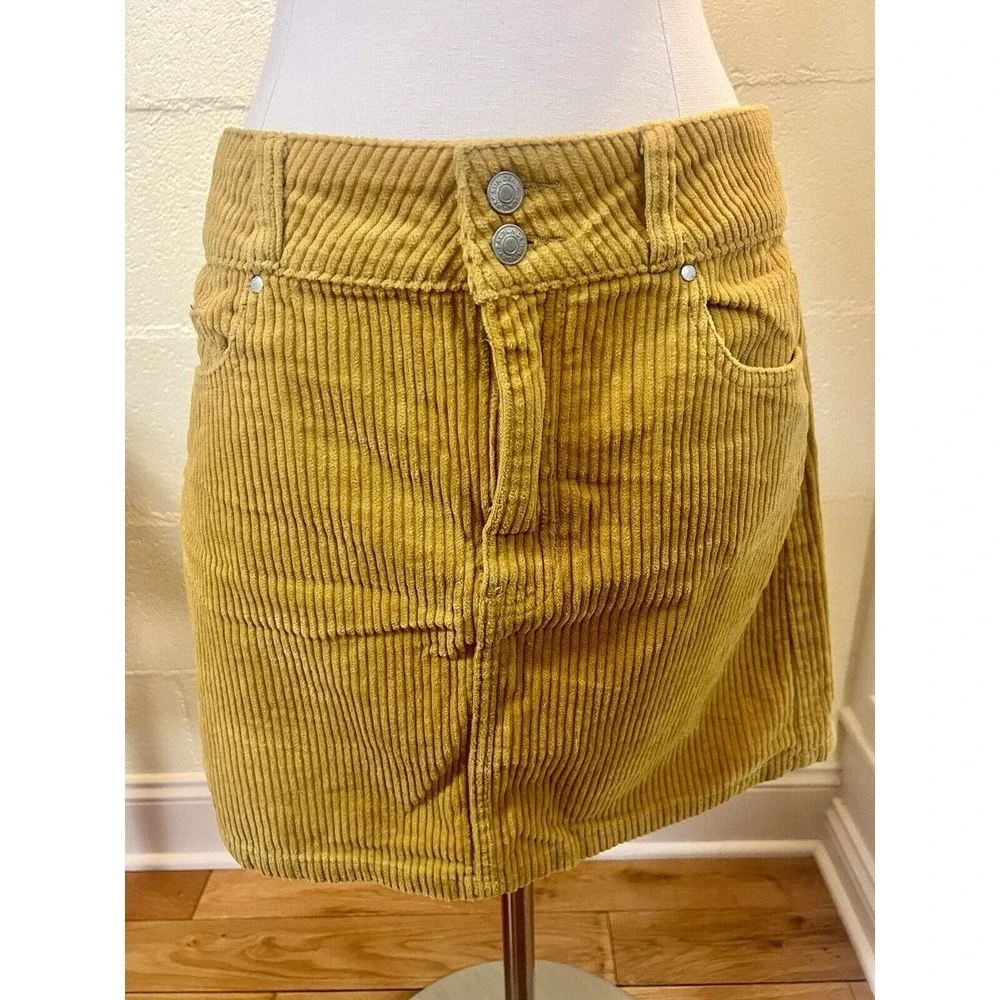 Mustard Yellow‎ Pacsun Corduroy Mid Skirt Size 28 100% Cotton